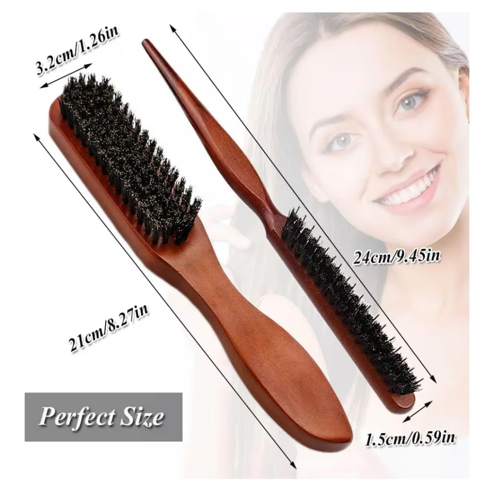2 PCS Boar Bristle Hair Brush Set